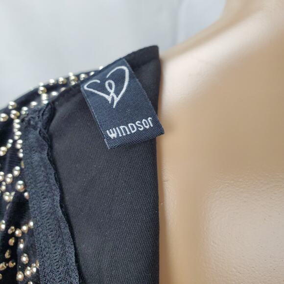 Bodycon Office Siren Black Studded Dress S Mob Boss Wife Aesthetic Embellished - Picture 8 of 11